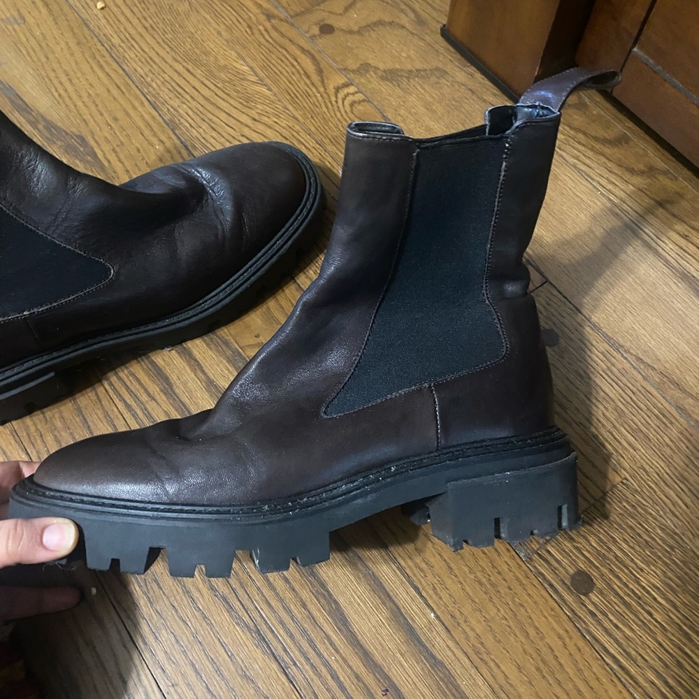 Zara brown lug sole boots